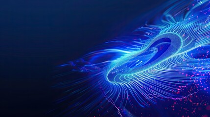 Leinwandbilder - Abstract futuristic backgrounds, blue glowing waves and swirls blooming like fireworks