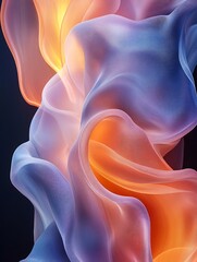 Fototapete - Pastel colored abstract waves flowing and mixing together