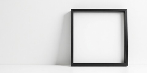 Poster - Empty black frame against a white wall in a minimalist setting