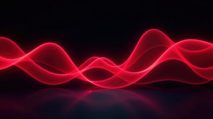 Poster - Abstract Red Energetic Waveforms Flowing Dynamically Across Dark Background