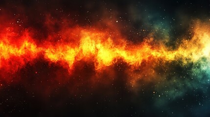 Wall Mural - Fiery nebula in space with orange and teal colors.