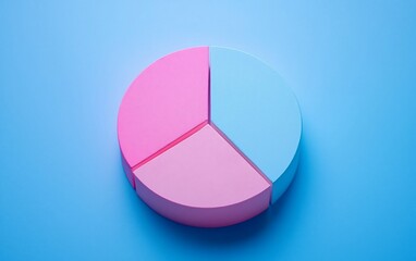 Poster - Pastel pink and blue pie chart on blue background.