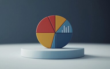 Poster - 3D pie chart and bar graph on pedestal.
