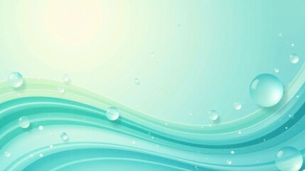 Poster - Serene Aqua Waves with Glistening Water Droplets Background