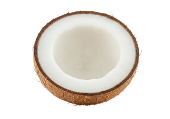 Poster - Half coconut isolated on white background, no depth of field, sharp.
