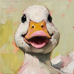 Sticker - Joyful Duck Portrait: A Cheerful Painting