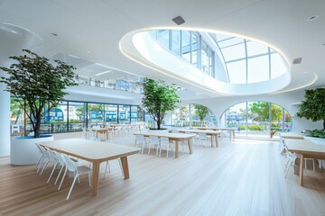Poster - Innovative learning space design modern education facility classroom environment bright open space futuristic concepts