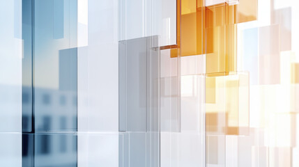 Poster - Translucent geometric shapes create modern, abstract background with warm and cool tones
