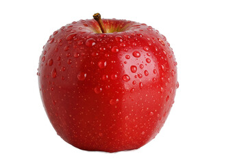 Poster - Red apple with half in water drops isolated on white background, no depth of field, sharp.