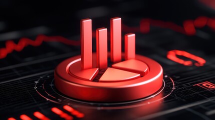 Poster - Red Data Visualization with Graph Bars and Circular Chart Design