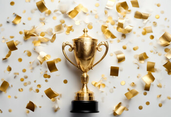 Wall Mural - victory space background confetti view light text trophy concept achieve achievement award best business celebration ceremony challenge champ champion cup