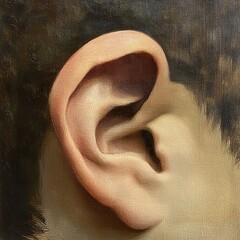 Canvas Print - A Close-Up Study of an Ear: A Realistic Oil Painting