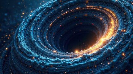 Fototapete - Abstract Cosmic Swirl Glowing Energy Within a Deep Blue Nebula