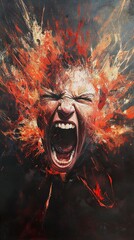 Canvas Print - The Scream of Passion: A fiery expression of raw emotion