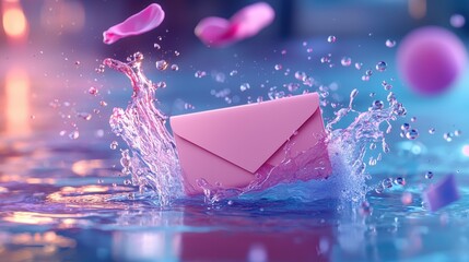 Poster - Soft hues surrounding an email marketing scene, illustrating customer engagement with a creative touch