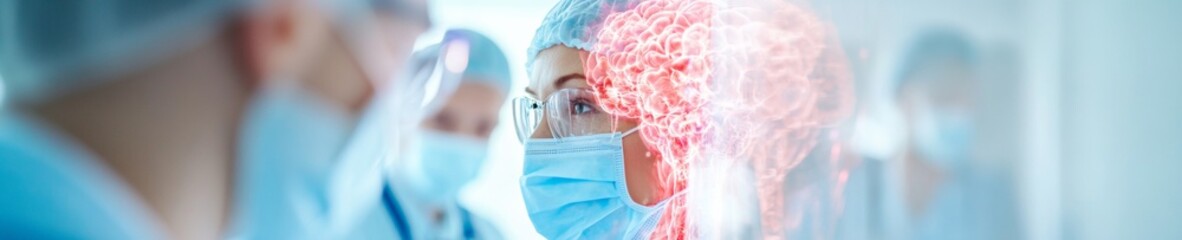 Poster - Healthcare Professionals Analyzing Digital Brain Imaging in Hospital Setting