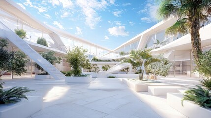 Poster - Innovative modern architecture featuring themed design elements urban environment visual content contemporary setting aesthetic perspective