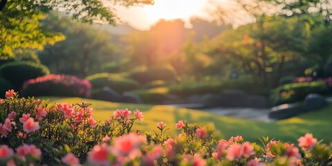 Wall Mural - Early summer at Hirosawatashiro showcases the beauty of nature, inviting viewers to experience the delightful essence of summer and the serene landscapes of Hirosawatashiro during this vibrant season.