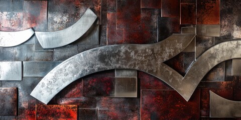 Leinwandbilder - An abstract background featuring metallic elements combined with an artwork made of stainless steel, showcasing a unique and contemporary design.