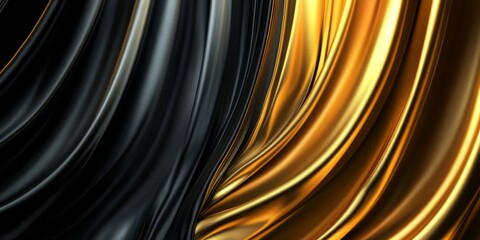 Poster - Contemporary abstract background featuring black and gold curtains in a 9 16 aspect ratio. This design combines modern elegance with striking color contrasts.