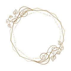 Wall Mural - vector polygonal vintage style floral frame with ivy leaves decoration.