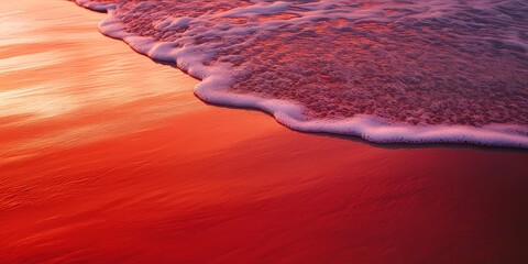 Leinwandbilder - Vibrant red water background featuring stunning sand waves and colorful reflections, creating a captivating scene of natural beauty. The red water and its waves enhance the overall visual appeal.