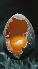 Wall Mural - Close-up of a Cracked Egg with Visible Yolk