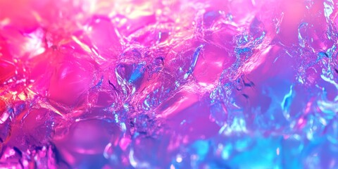 Leinwandbilder - A vibrant, abstract holographic background features striking neon colors. It includes a blurred texture with seamless transitions, predominantly in shades of pink, blue, and purple.