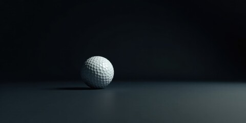 Poster - A single golf ball rests on a dark surface against a black background