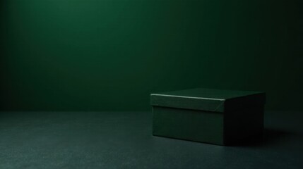 Poster - A Dark Green Box on a Matching Surface Against a Deep Green Background
