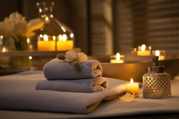 Poster - Spa amenities candle towel room.