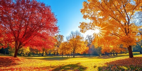 Vibrant park showcasing a stunning autumn landscape filled with colorful trees, creating a picturesque scene perfect for capturing the essence of the beautiful park experience during fall.