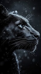 Canvas Print - Majestic Black Panther in Winter Wonderland