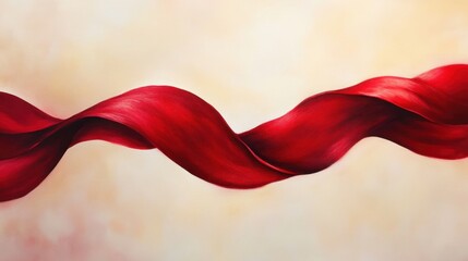 Poster - A flowing, vibrant red ribbon undulates gracefully against a soft, neutral background, evoking a sense of movement and elegance.