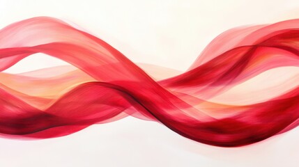 Poster - A vibrant abstract depiction of flowing red waves, creating a sense of motion and energy against a light background.