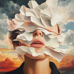 Wall Mural - Hidden Emotions: A Surreal Portrait in Oil