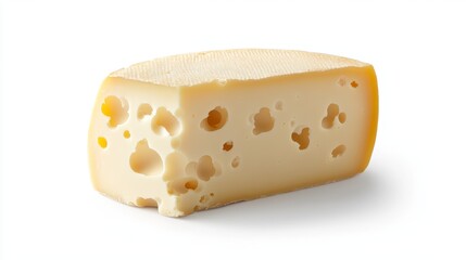 Aufkleber - Isolated piece of Emmentaler cheese displayed on a clean white background, showcasing the distinctive characteristics of Emmentaler cheese in a visually appealing manner.