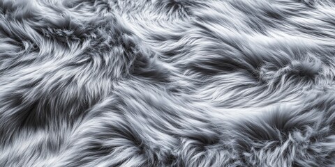 Poster - Soft gray furry texture creates a unique pattern, perfect for backgrounds. The gray furry plush texture adds depth and warmth, making it ideal for various design projects involving gray textures.