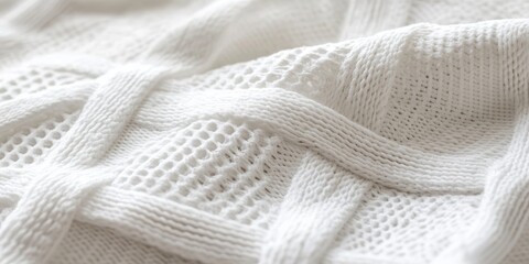 Poster - Close up of a white textile texture featuring seams arranged in a cross pattern, highlighting the intricate details of the white textile texture and its unique design elements.