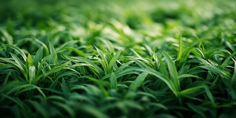 Poster - Abstract view of lush green grass background showcasing the vibrant turf grass surface, perfect for highlighting the beauty of green grass in various creative projects.