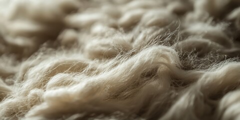 Poster - Close up macro image showcasing intricate details of wool fibers, highlighting the unique texture and structure of wool fibers in a visually captivating manner. Explore the beauty of wool fibers.