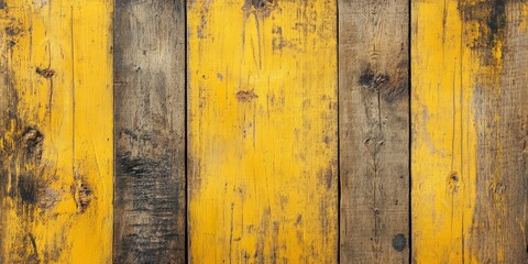 Poster - Texture of aged yellow rustic boards showcases a worn and shabby appearance, highlighting the unique texture of old boards that brings character and charm to any project involving rustic design.