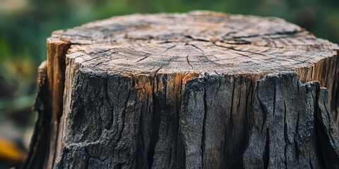 Aufkleber - Close up view of an old stump showcasing its intricate textures and natural beauty, highlighting the age and character of the old stump in a captivating way. Perfect for nature themed projects.