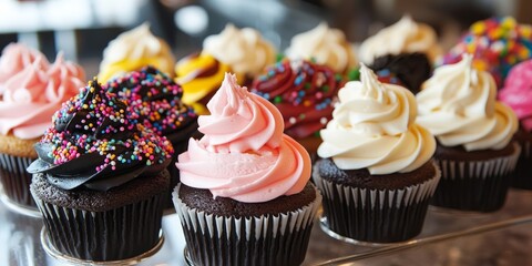 Poster - A variety of scrumptious cupcakes on display highlights their delightful flavors and appealing designs for everyone to enjoy and savor.