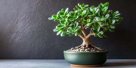 Aufkleber - Stylish Crassula sarcocaulis plant, commonly known as the money tree bonsai, enhances home decor with its unique design and lush foliage, making it a perfect addition to stylish interiors.