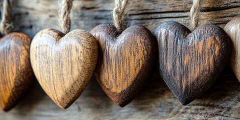 Aufkleber - Rustic wooden hearts create a charming and warm aesthetic, perfect for greeting cards. These wooden hearts in a rustic style add a unique touch to any greeting card design.