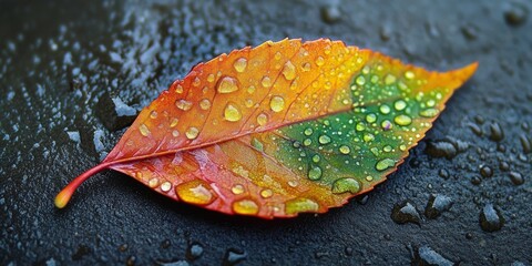 Poster - After the rain, the weather feels incredibly fresh, and the wet leaf creates a captivating scene that highlights nature s beauty. The wet leaf glistens, showcasing its vibrant colors and textures.
