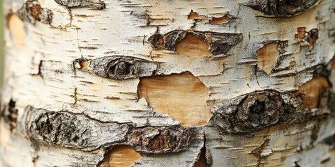 Aufkleber - Close up of a birch trunk, showcasing the intricate texture. This birch trunk features unique patterns and textures that highlight the natural beauty of birch wood in detail.