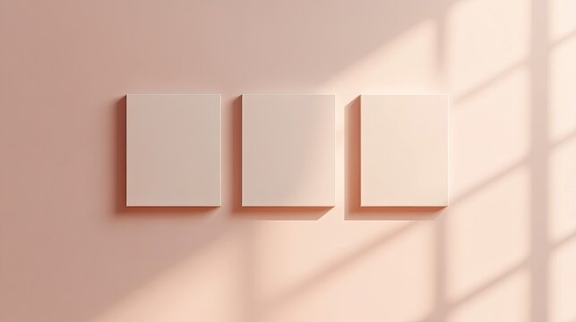 Minimalist Instagram layout featuring three rows of two blank squares on an ivory background, enhanced with soft Photoshop-style shadows.
