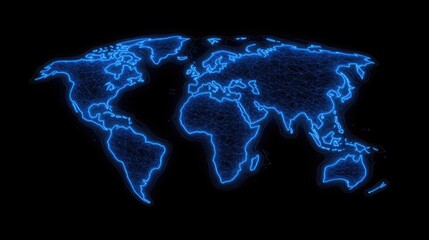 Poster - Global connectivity a neon world map visualization digital art technology environment dark background abstract concept